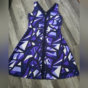 Title Nine Dress Womens Blue Mosaic V Neck Athleisure Geo Print Purple Medium
